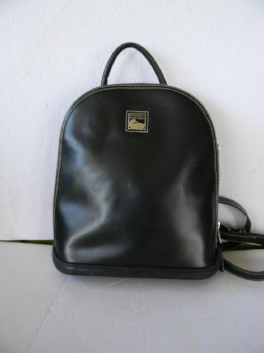 Vintage Dooney And Bourke Parasole Black SMOOTH LEATHER MEDIUM Backpack USA